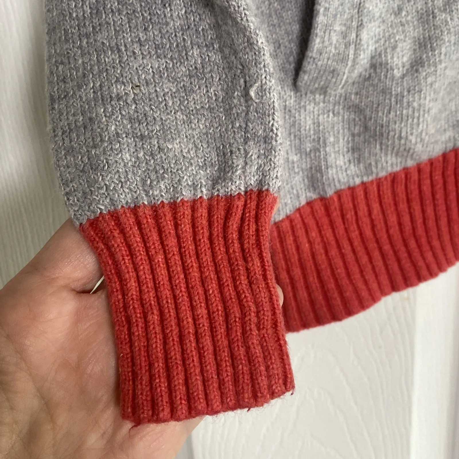 Caslon Womens Small Gray Angora Hair Blend Cardigan Sweater Sew Weird Patch Prep - Image 7