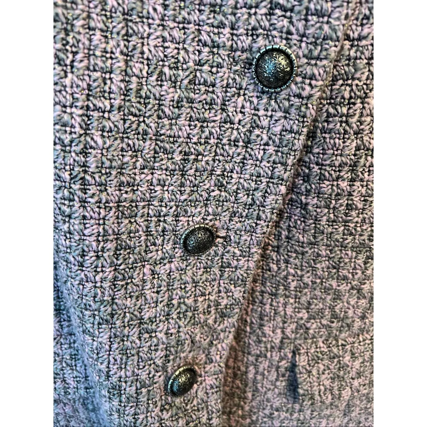 TAHARI by ASL Miliary Style Blazer Tweed Jacket Stand Collar Pink Grey sz 16 - Image 3