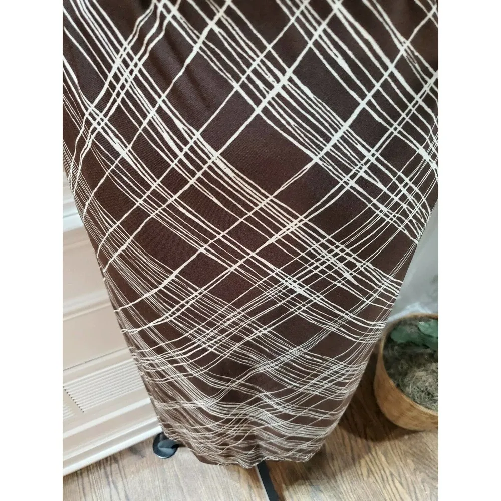 BCBGMaxazria Women Brown Polyester V-Neck Long Sleeve Knee Length Dress Size M - Image 4