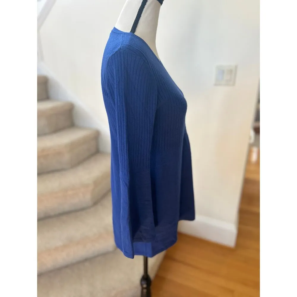 Tyler Boe Cobalt Royal Blue Bell Sleeve Peplum Ribbed Turtleneck Sweater Size M - Image 2