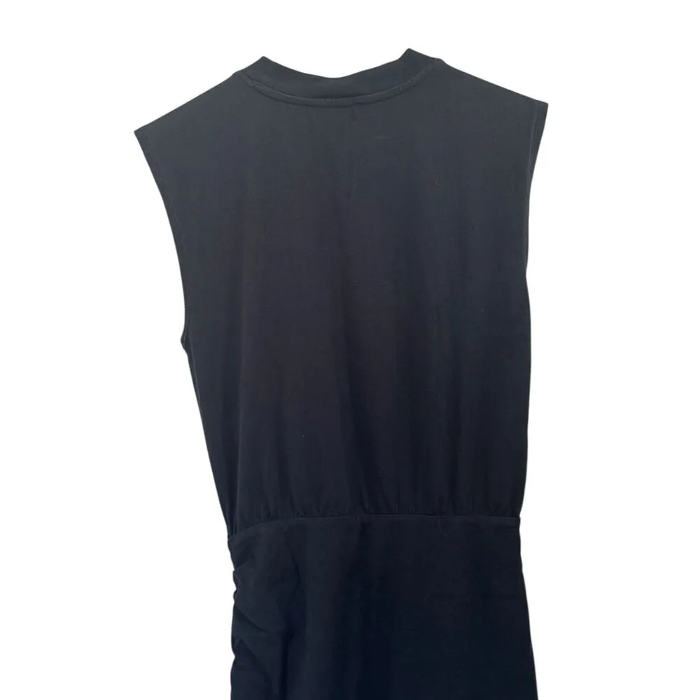 PAM & GELA Black Muscle Sleeve Shirred Ruched Mini Dress 100% Cotton Size PXS - Image 8