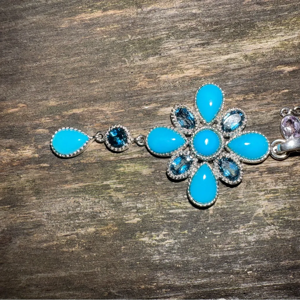 SOUTHWESTERN NAVAJO STERLING‎ TURQUOISE MUTLI - Image 6