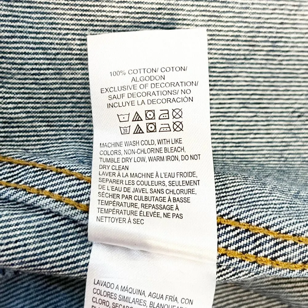 Lucky Brand Tomboy Trucker Graphic Blue Jean Babe Denim Jean Jacket Blue Small - Image 5