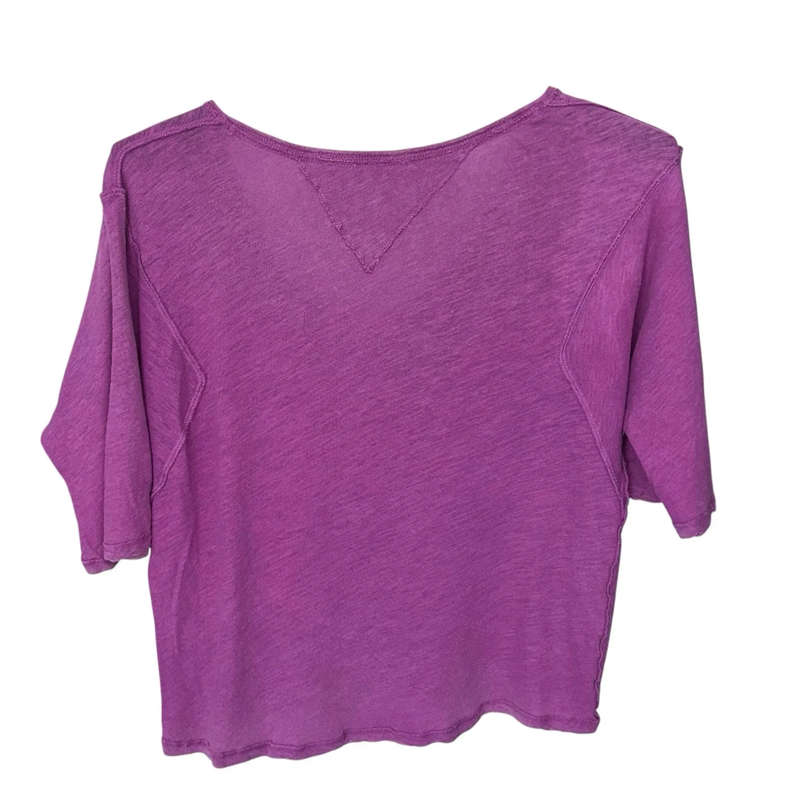 Free People Womens Clouds Linen Blend Top Relaxed Electric Bloom Pink‎ Size XS - Image 5