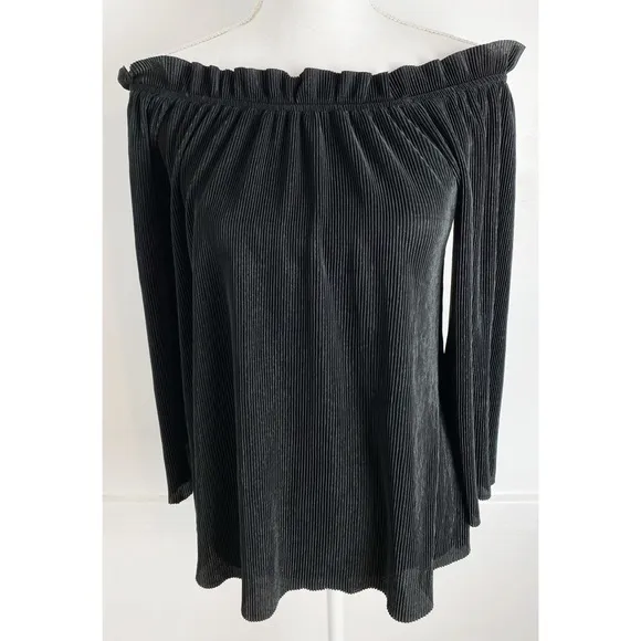 JOA Los Angeles Black Ruffle Off The Shoulder Top - Image 5