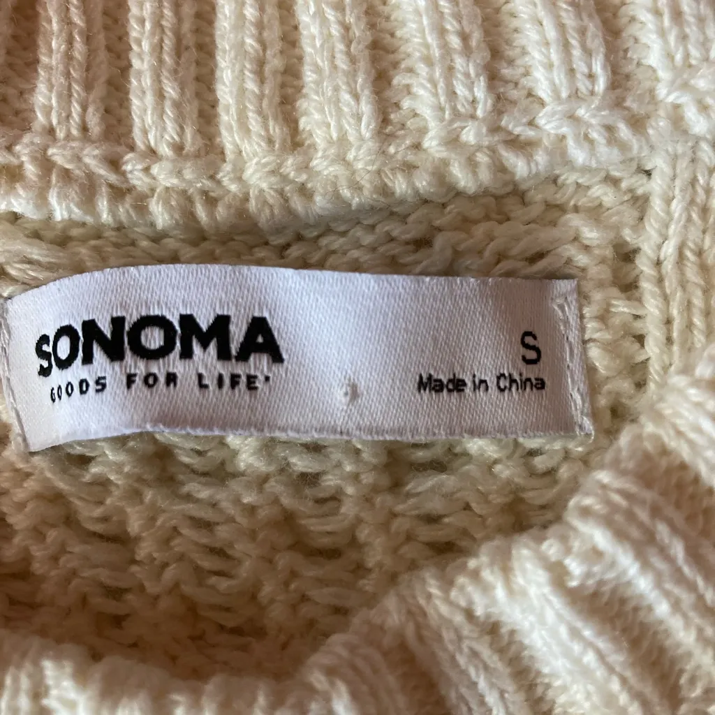 Sonoma Ivory Cable Knit Crewneck Sweater Gilmore girls - Image 3