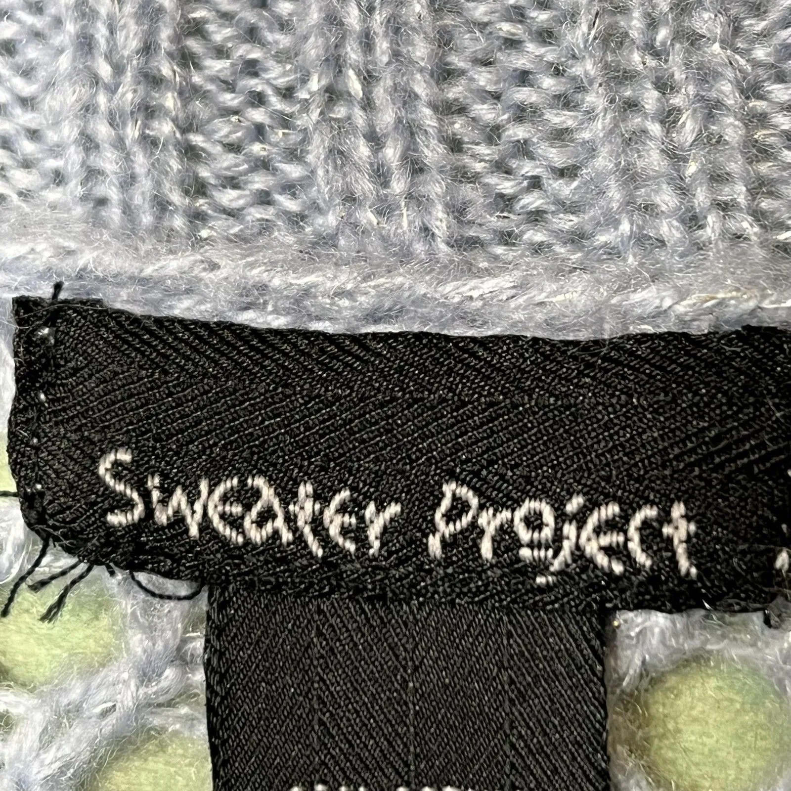 Sweater Project Sweater Womens Medium Blue Open Knit Cable Crewneck Metallic - Image 6