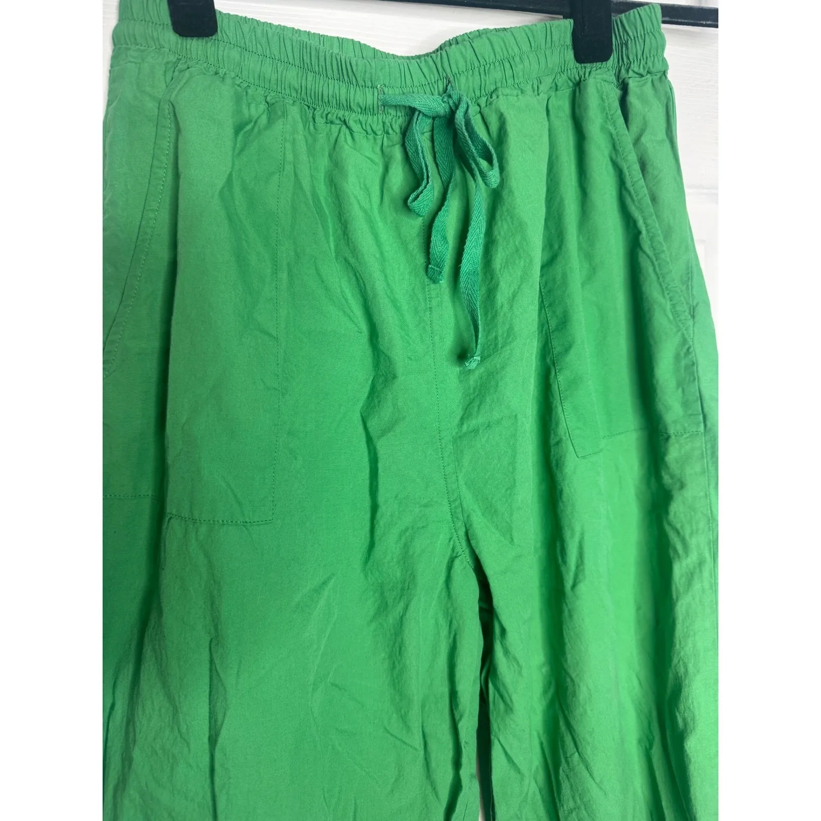 VOYAGEUR By Mersea 100% Cotton Kelly Green Wide Leg Drawstring Pants Size S - Image 6