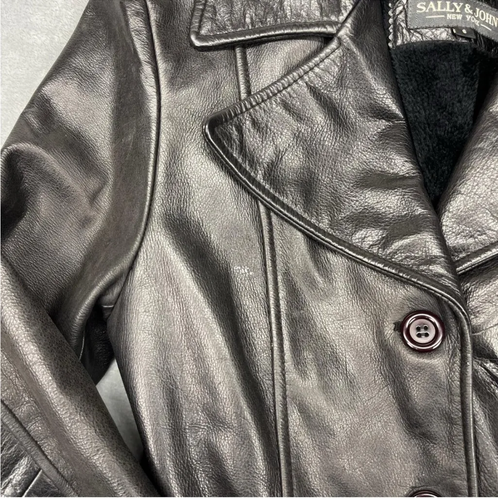 Black Leather Trench Coat - Image 7