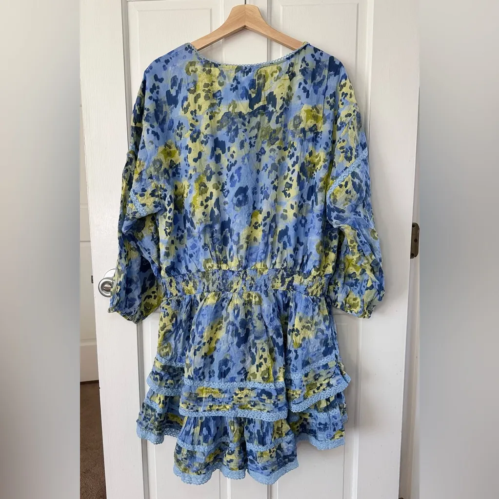 Aerie Rock 'N' Ruffle Mini Dress Blue Yellow Floral Size XL - New without tags! - Image 4