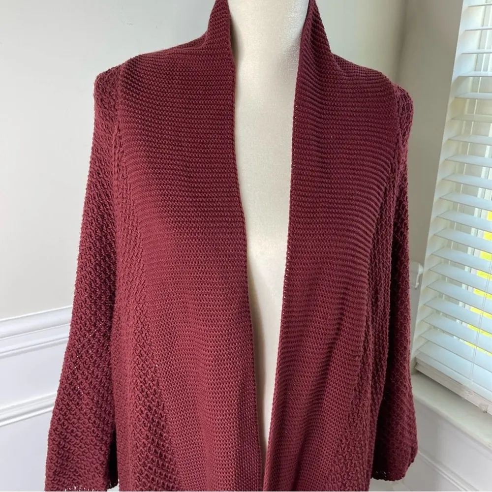Lucky Brand burgundy knit sweater cardigan size large‎ - Image 2