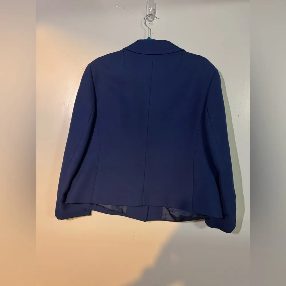 Wilken modell women’s navy blue button wool blazer business casual vintage large - Image 2