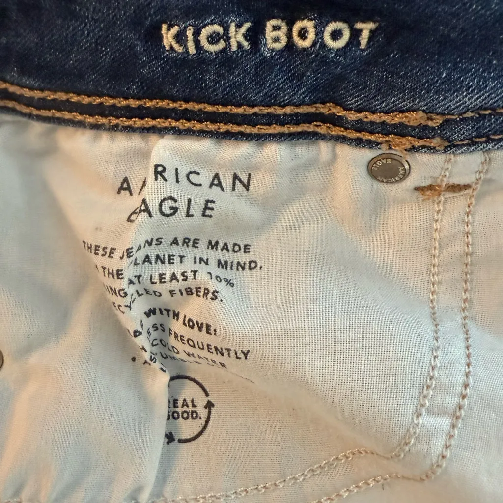 American Eagle Outfitters Blue Kick Boot Jeans Size 10 - Image 6