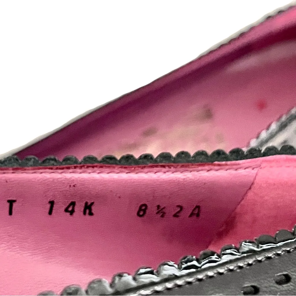 Salvatore Ferragamo Black Leather Cap Toe Gancini Spectator Flats, Size 8.5AA - Image 7