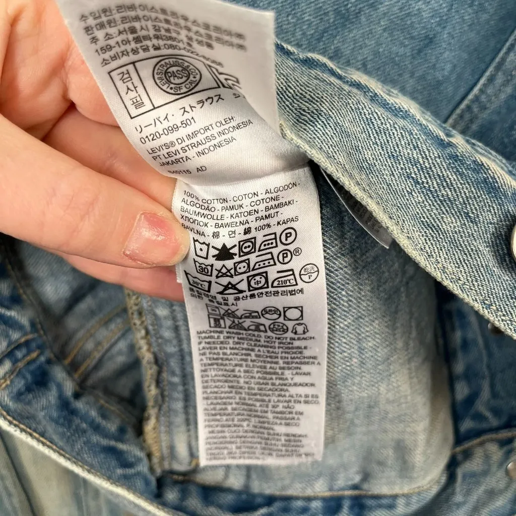 Levis Womens Blue Denim Fall Trucker Jean Jacket Medium pc9-70270-0073 Masc - Image 13