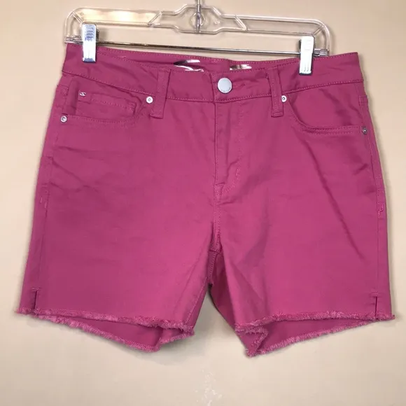 Seven7 Women’s Weekend Short Hot Pink Barbiecore Denim Jean Raw Hem Shorts - Image 1