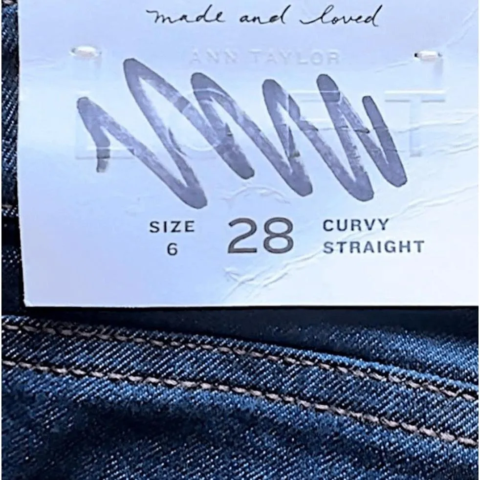 Ann Taylor Loft Women Dark Wash  Mid Rise Curvy Straight Jeans Size 6 28 - Image 6