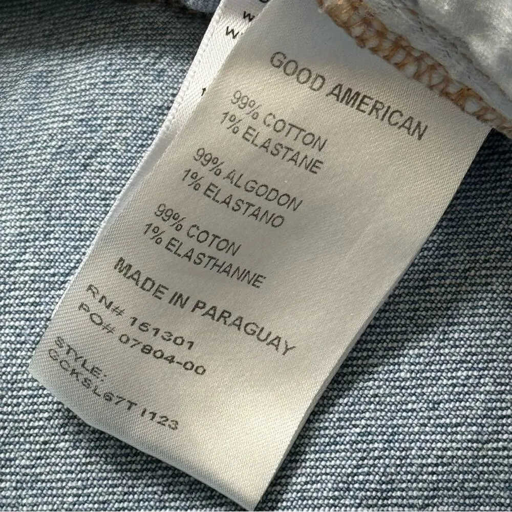 Good American Blue Slim Leg Slit Distressed Knees High Rise Jeans Women’s 18 - Image 10