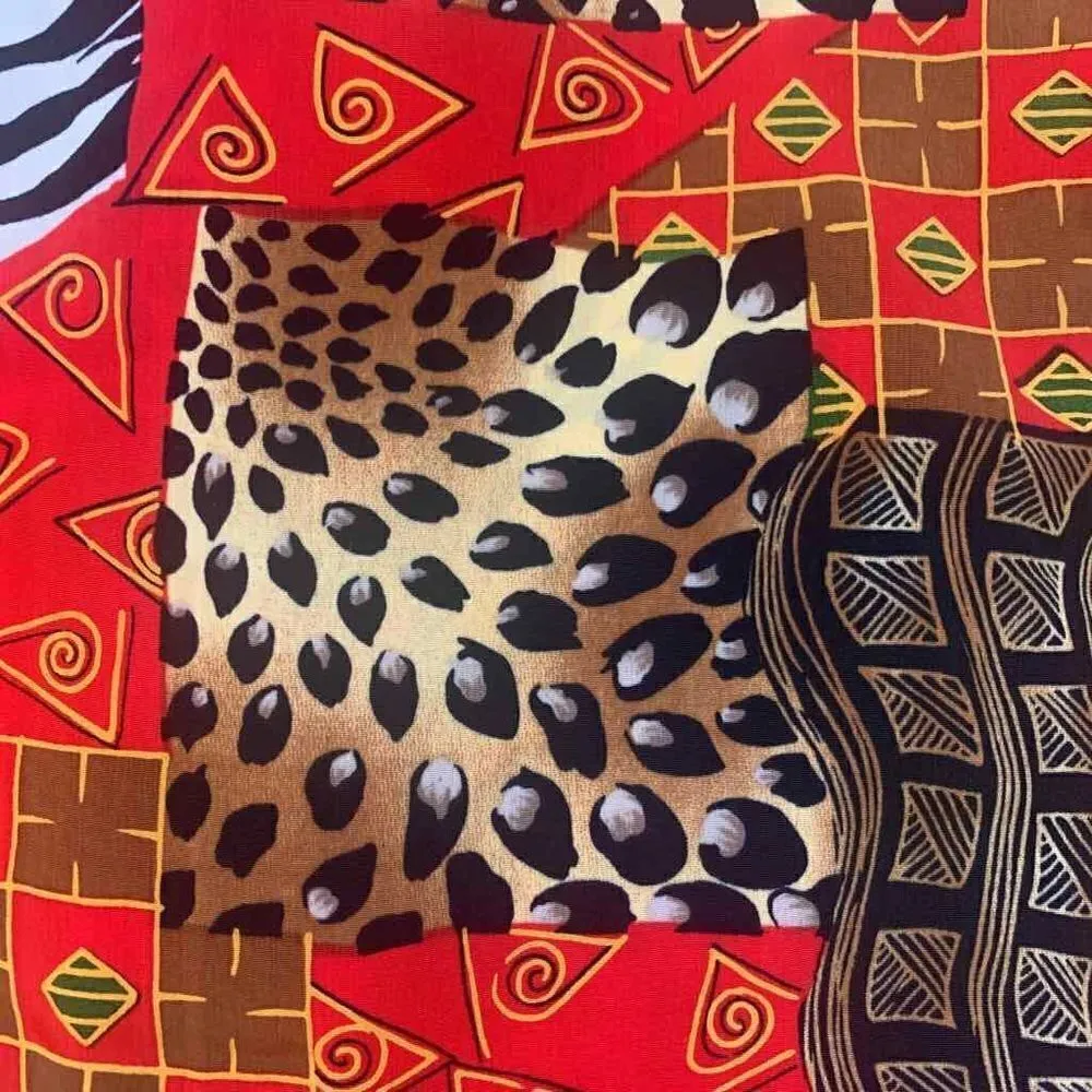 Vintage 80s Shirt Red Button Up Leopard Animal Zebra Print Abstract Art Medium Red - Image 10