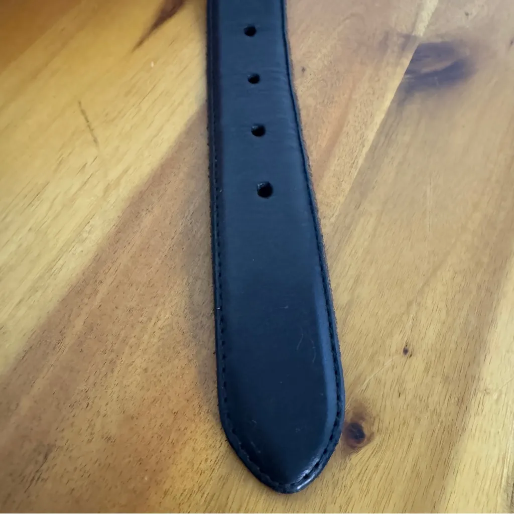 Fossil black braided leather silver tone buckle belt - Image 3