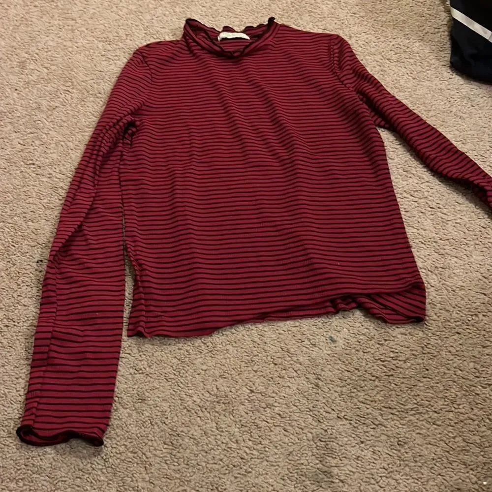 Zara medium red stripe blouse - Image 2