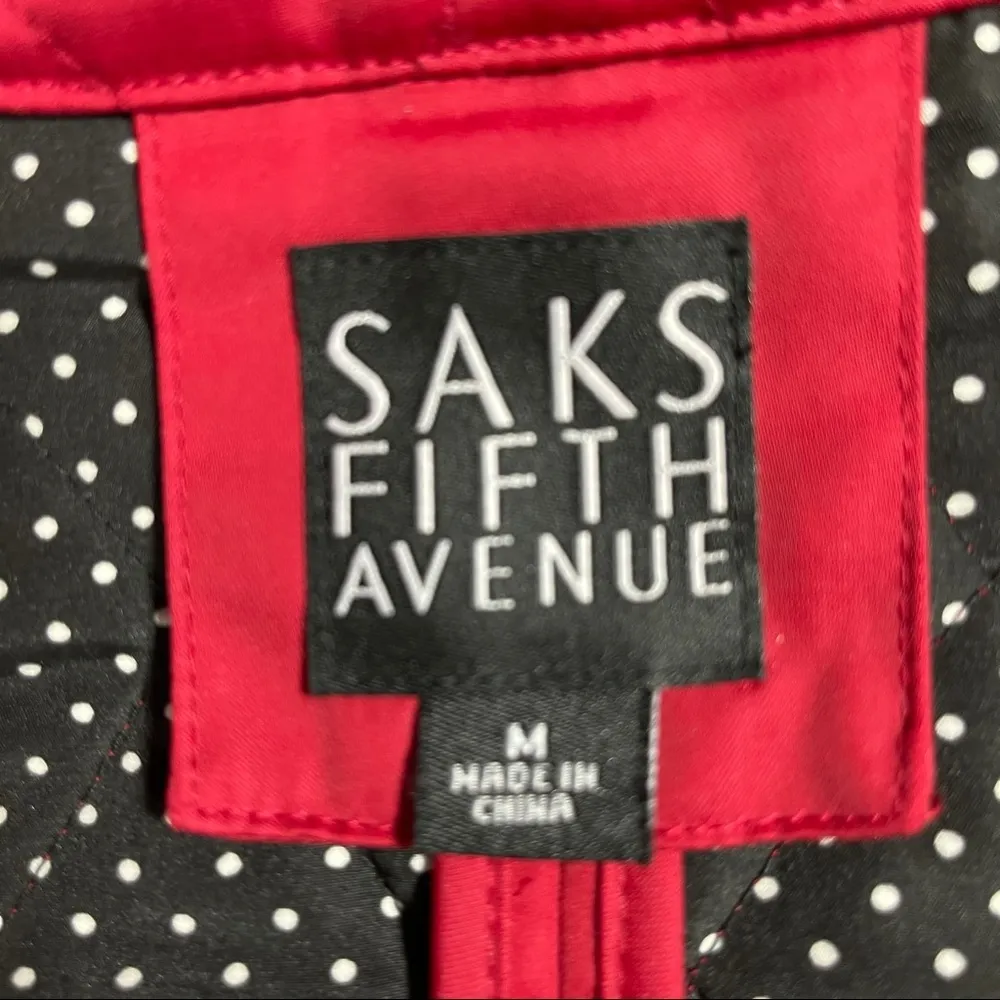SAKS FIFTH AVENUE Red Diamond Quilted Jacket poke dots - Image 11