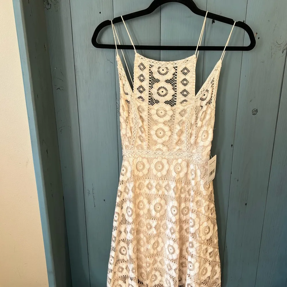 NWT Free People Dress Just Like Honey Lace Asymmetrical Fairy Festival, Sz 2 - Image 3