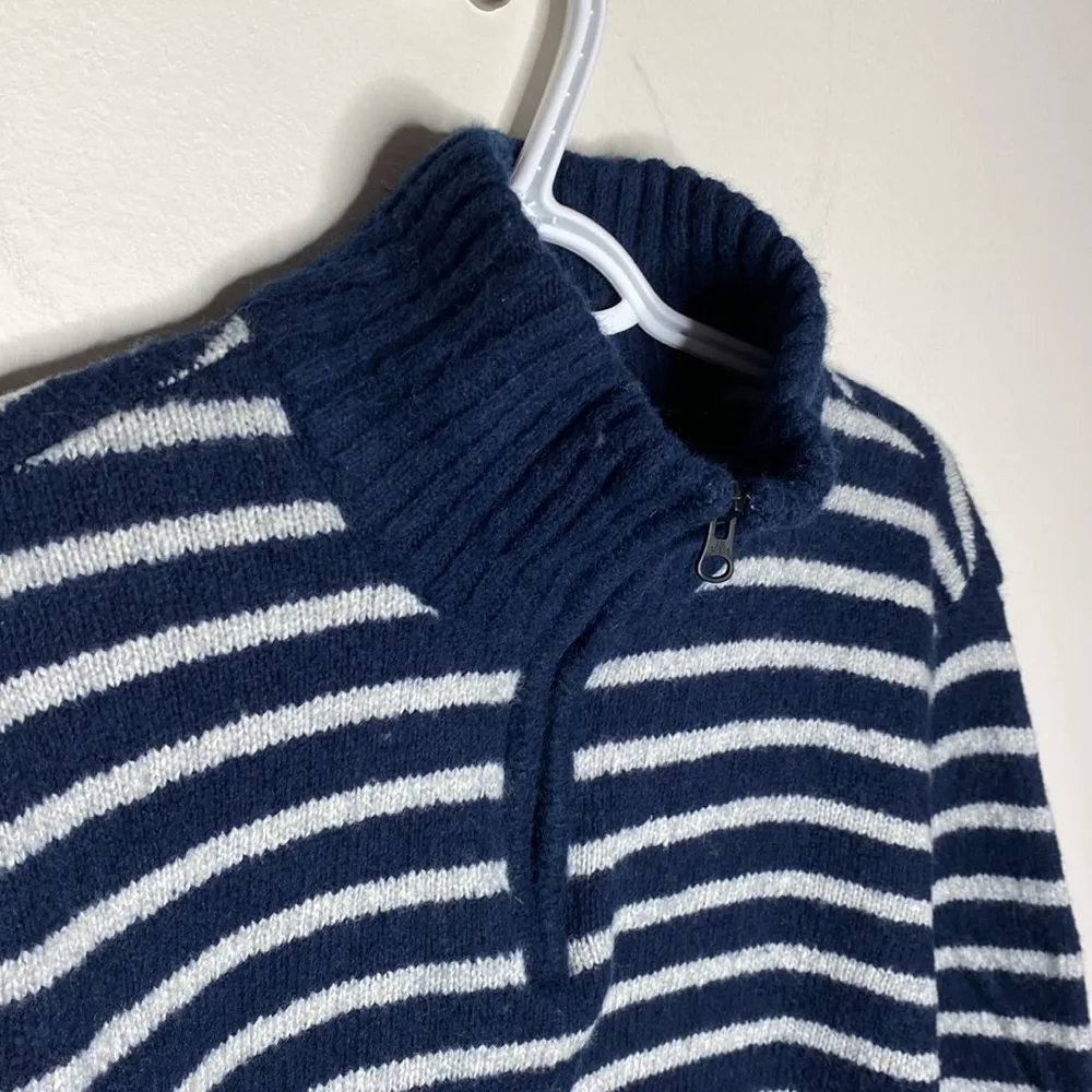American Eagle Seriously soft striped wool blend mockneck quarter zip sweater M - Image 57
