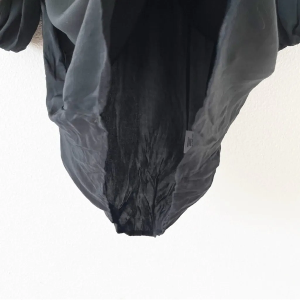 Something Navy Puff Sleeve Ruffle Blouse in Black - Image 5