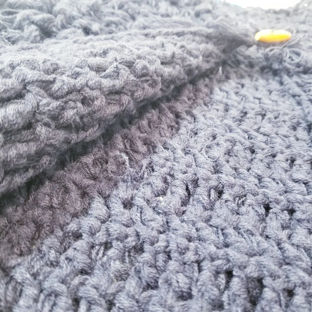 Fillyboo Shaggy Faux Fur Cardigan Sweater Blue Size M - Image 10