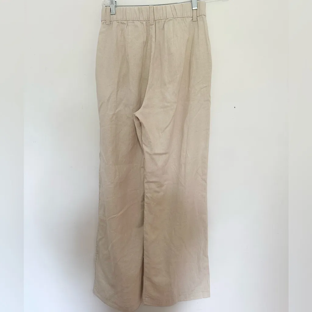 Holistic ultra high rise livvy pants wide leg linen size medium long neutral - Image 3