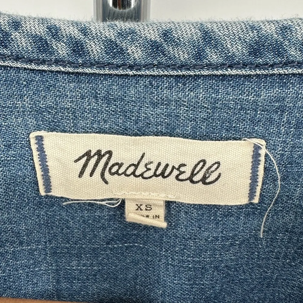 Madewell Denim Artiste 3/4 Sleeve Tasseled Tunic Top Miki Dress Pockets size XS - Image 9