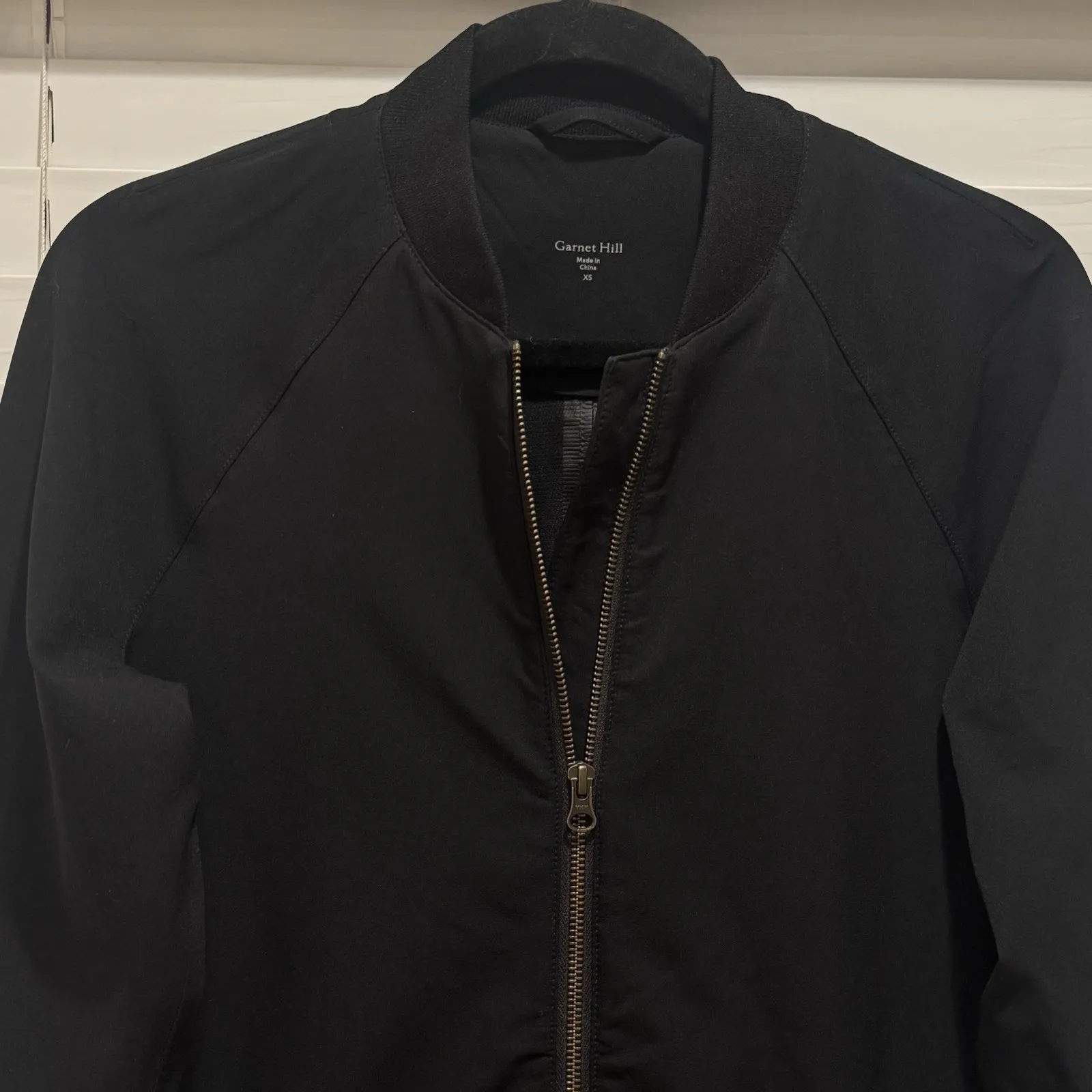 Garnet Hill Size XS Black Longline Bomber Full Zip Jacket Water-Resistant Coat - Image 4