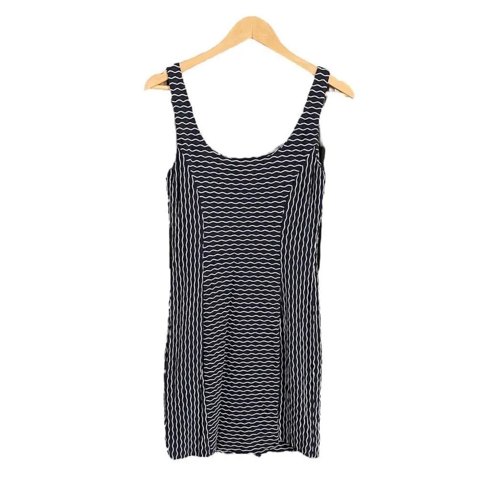 Milly Maria Dress Bodycon Wavy Stripes Navy Blue White Size Medium - Image 4
