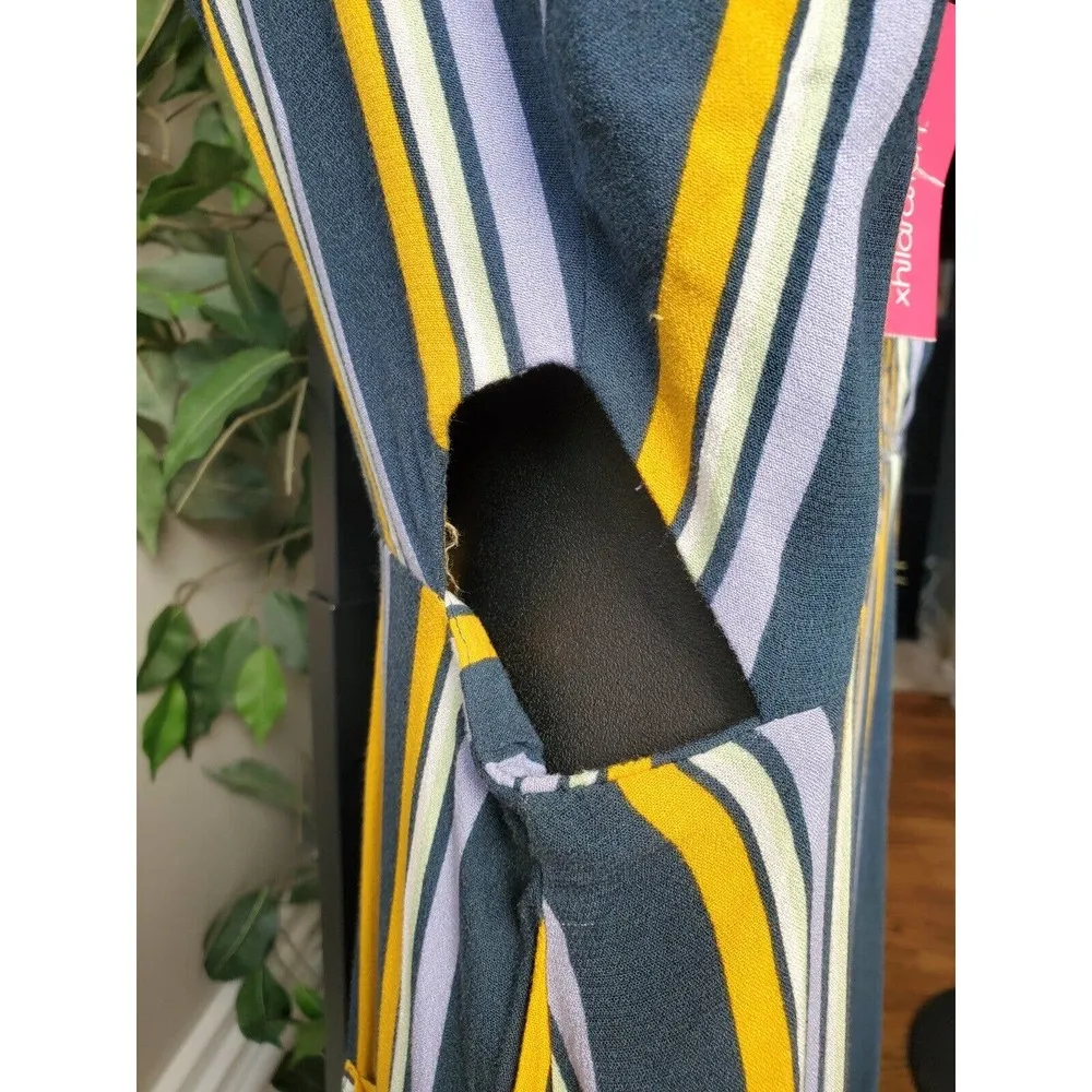 Xhilaration Women Multicolor Stripe 100% Rayon Button Front Knee Length Dress XS - Image 6