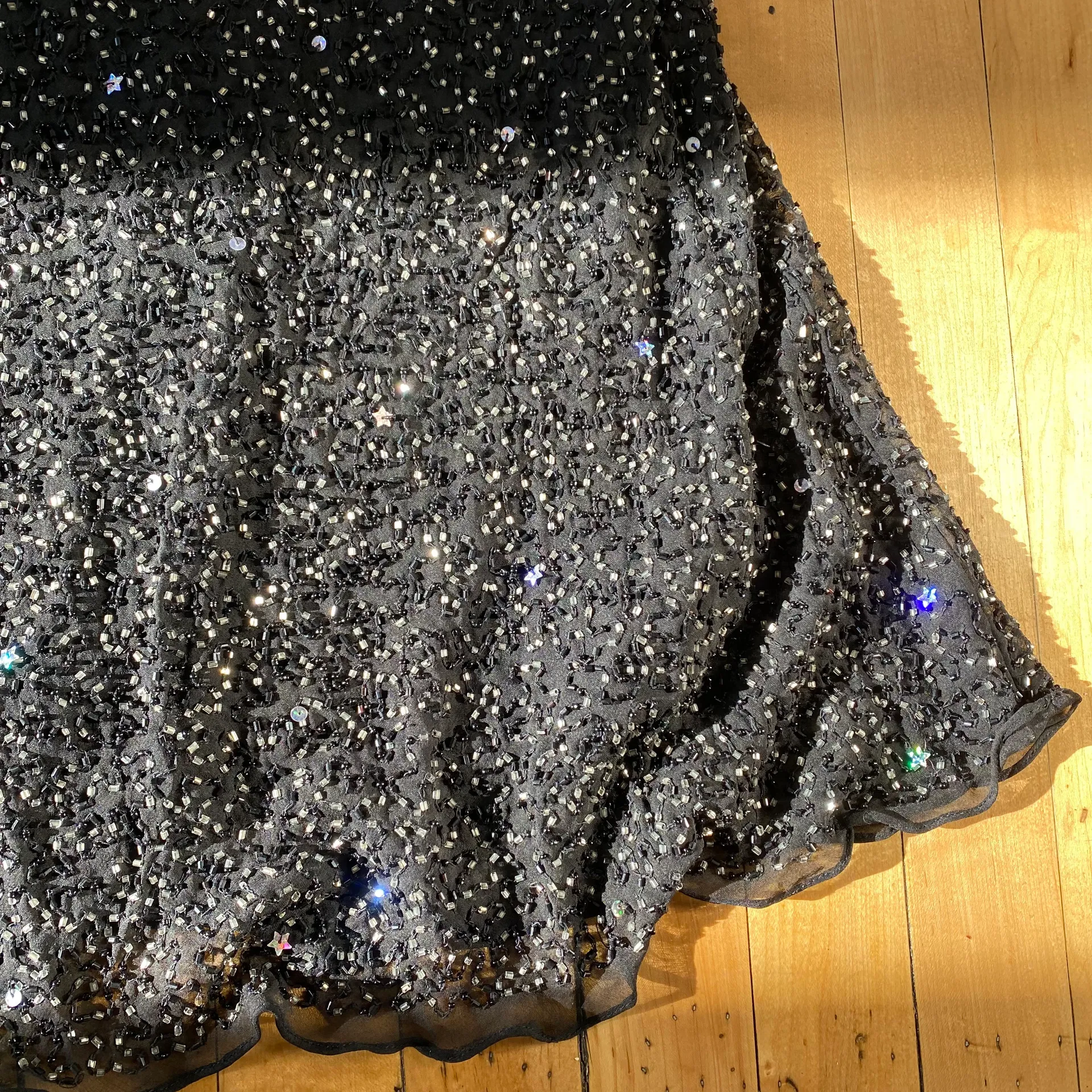 Star Beaded Sequin Skirt Black Size M - Image 2