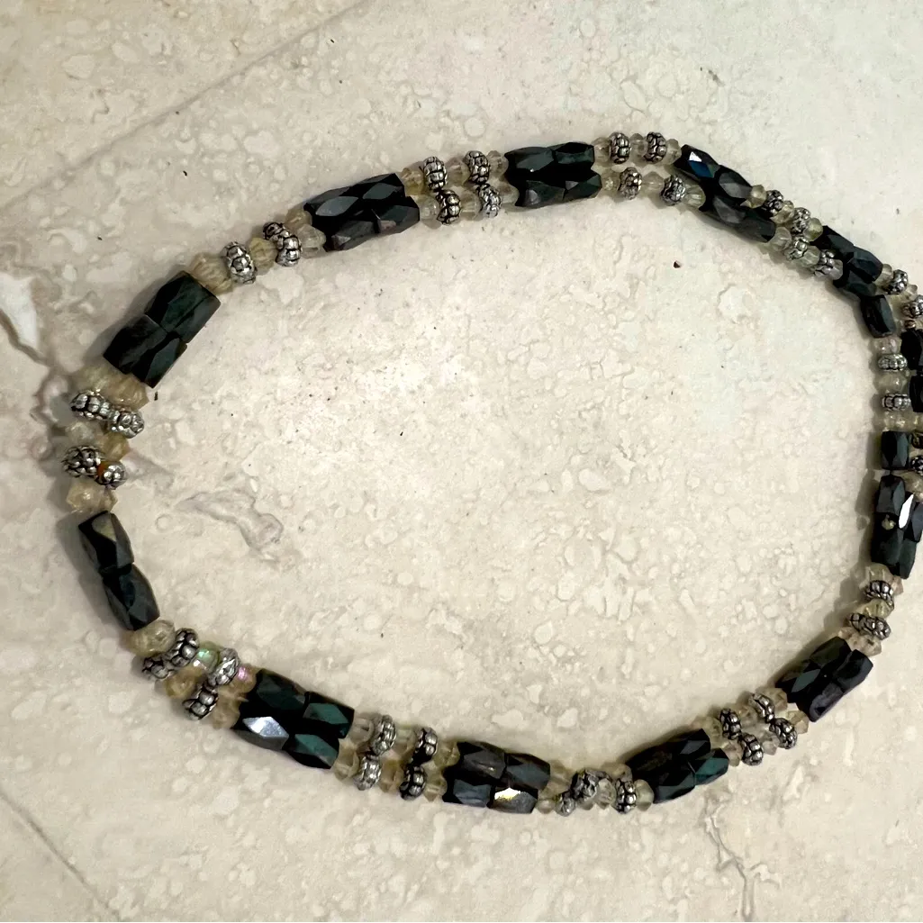 Fun “Magnetic Hematite” & Crystals Bracelet/Necklace Silver - Image 4