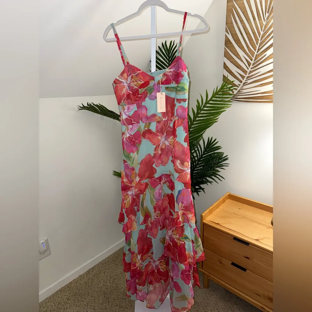 HUTCH kennedi‎ dress in mint watercolor orchids NWT! - Image 5