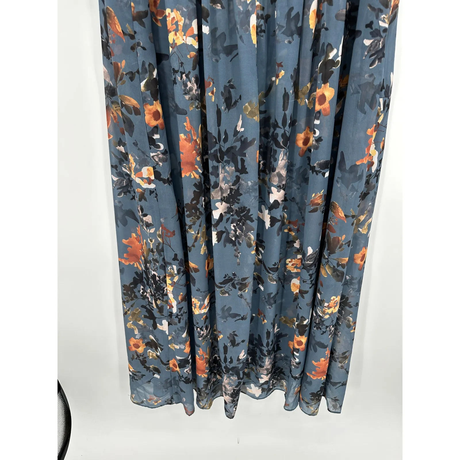 Wayward Fancies Pintuck Pleat Floral Print Georgette Shirtdress Women 2X‎ Sheer Blue - Image 4