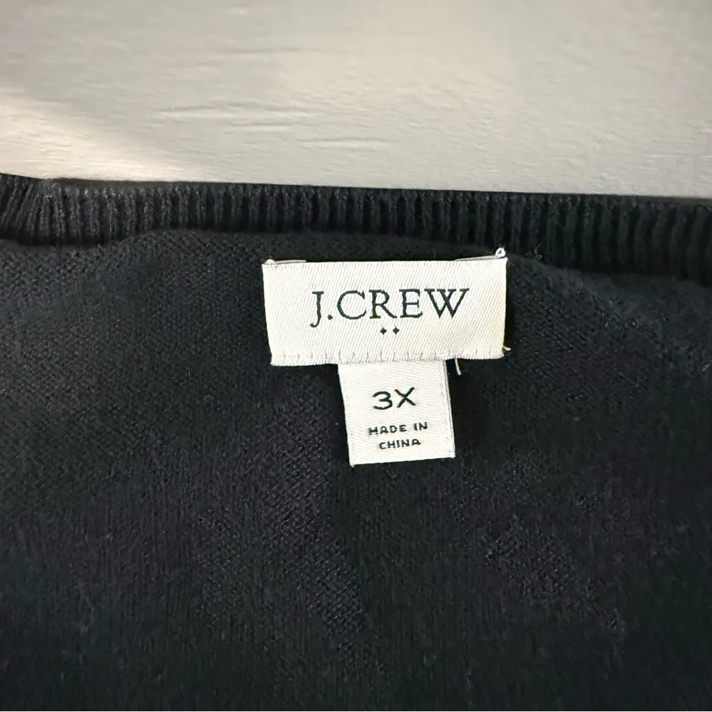 J. Crew Factory 'Cheers!" Crewneck Sweater Black Gold 100% Cotton Knit 3X - Image 5