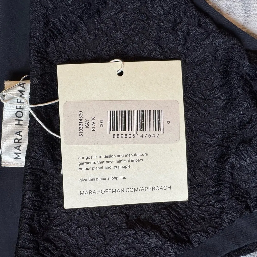 Mara Hoffman Kay Bikini Bottom Black Textured Size XL NWT - Image 6