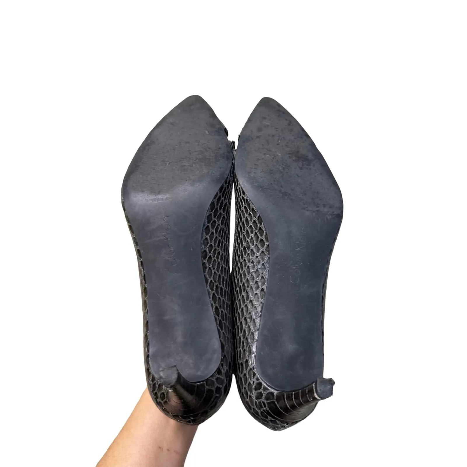 Calvin‎ Klein Size Tasha Women's Black Snakeskin Pointed Toe Pump Heels 8.5 - Image 8