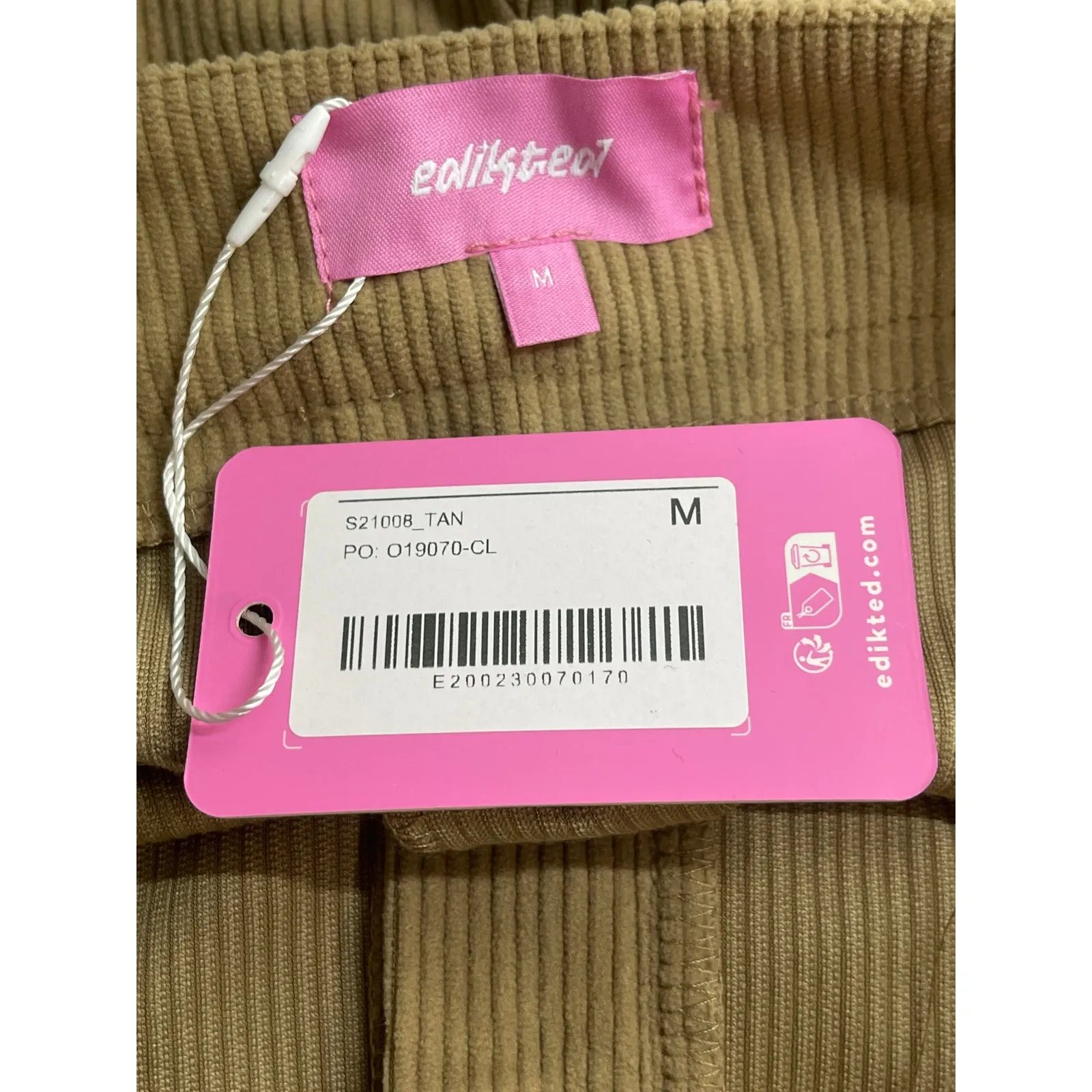 NEW Edikted Women's Brown Corduroy High Waisted Slim Fit Chino Hot Mom Shorts M - Image 5