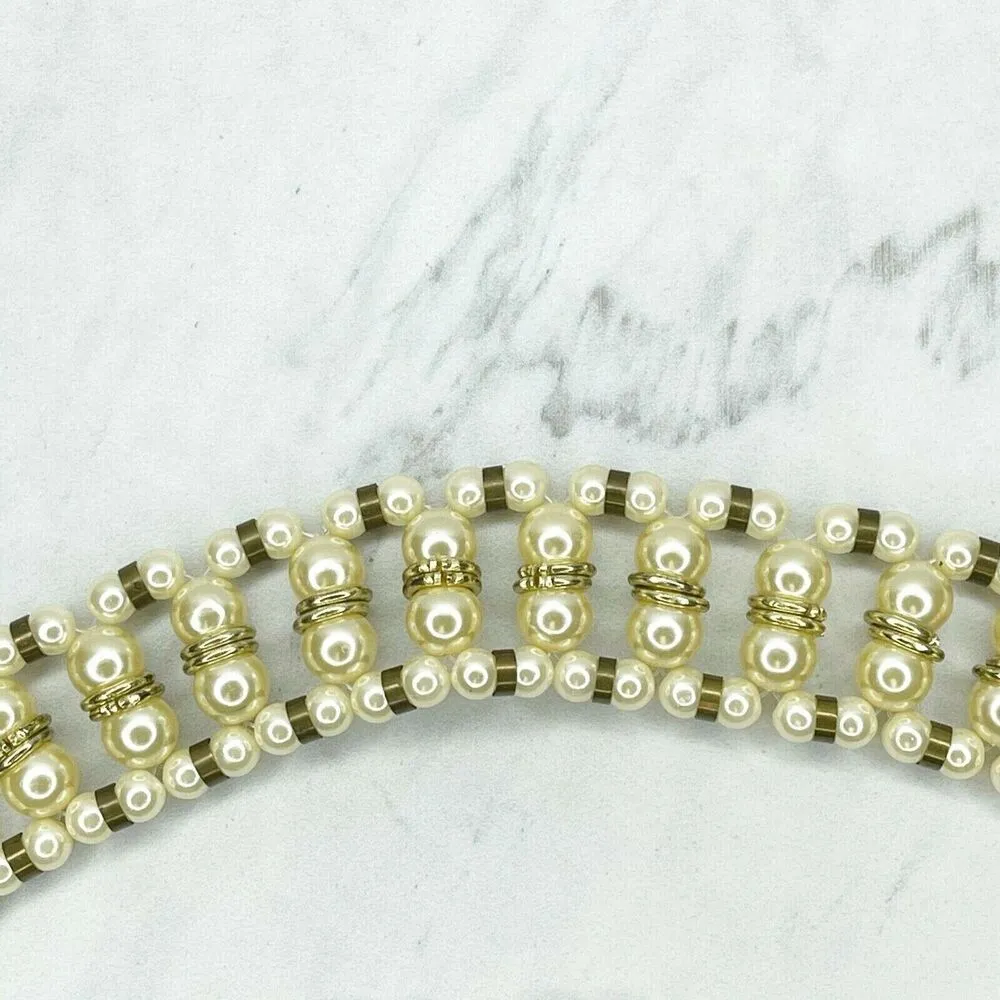 Chunky Faux Pearl Beaded Gold Tone Chain Link Belt Y2K One Size (OS) ✨ - Image 8