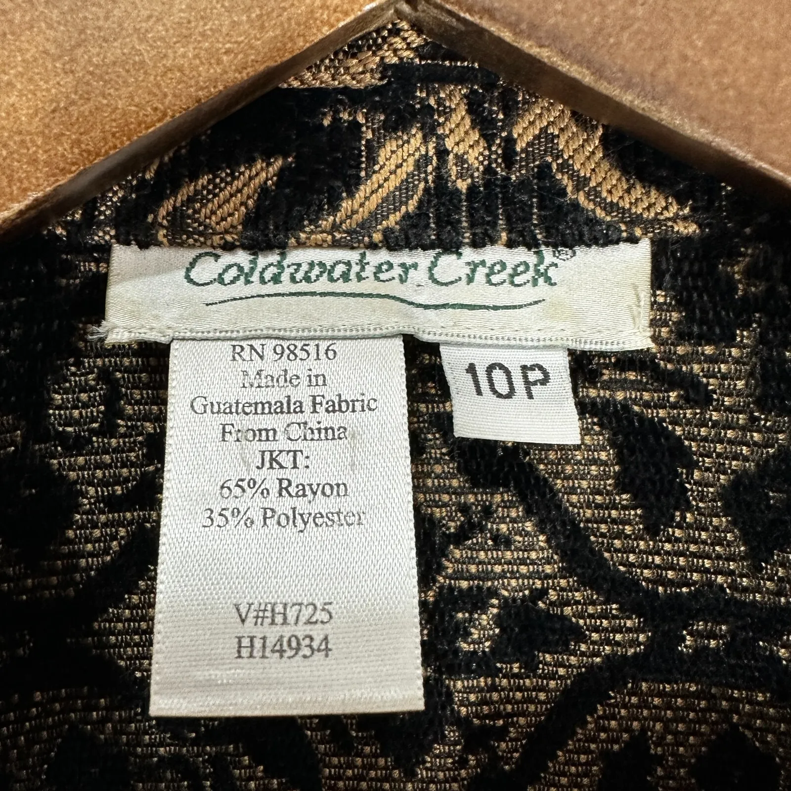 Coldwater Creek Brocade‎ Jacket 10P Black Gold Baroque Floral Gothic Whimsigoth - Image 2