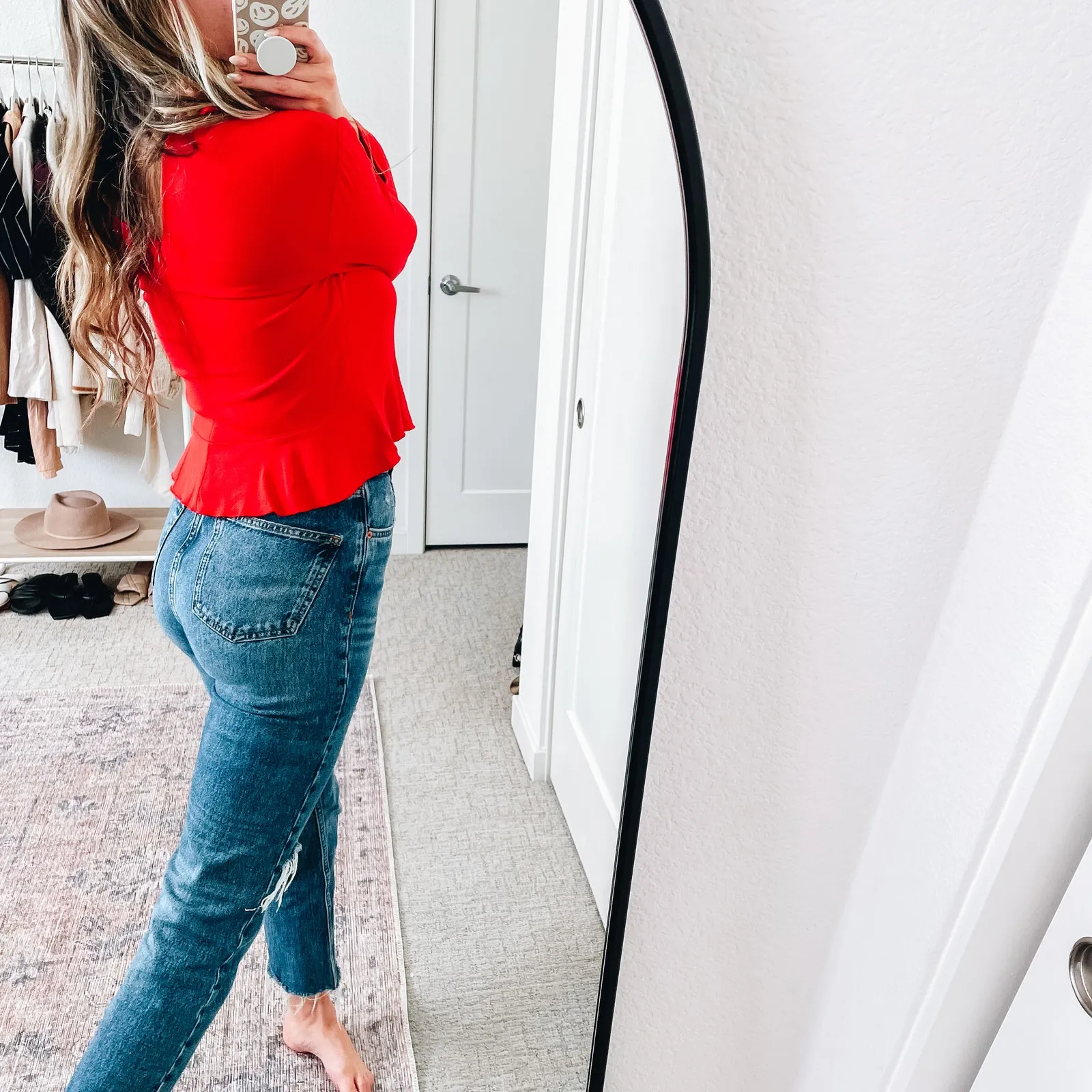 ALC Red Long Sleeve Peplum Ruffle Hem Top - Image 3