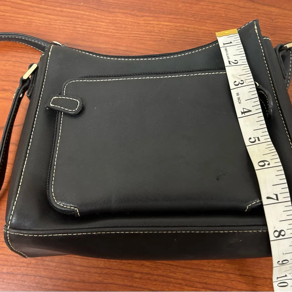 Liz Claiborne Black Crossbody Bag with White Stitching-very CLEAN! - Image 7