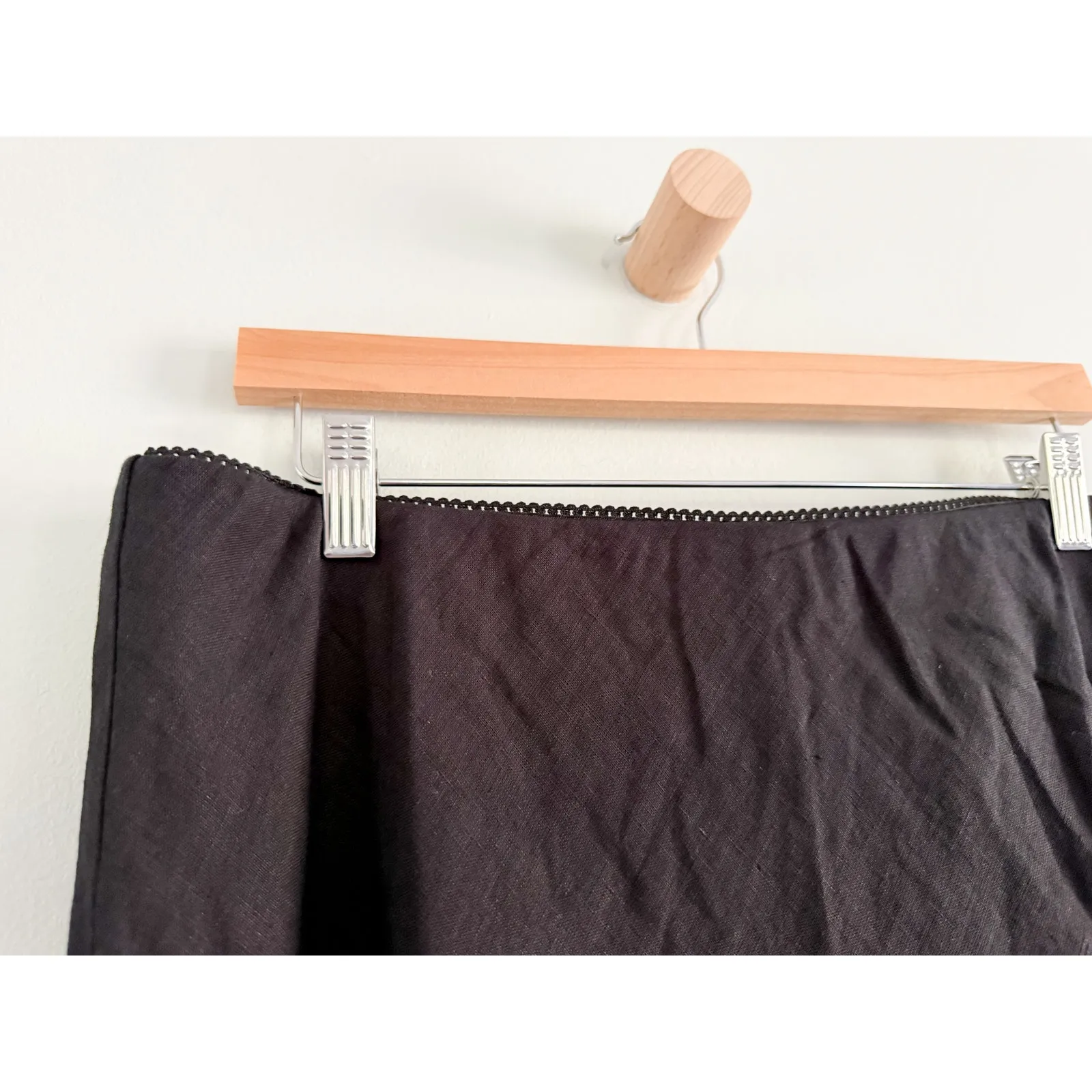 J.Crew | NWT Gwen lace-trim slip skirt in linen in Black | Sz L - Image 5