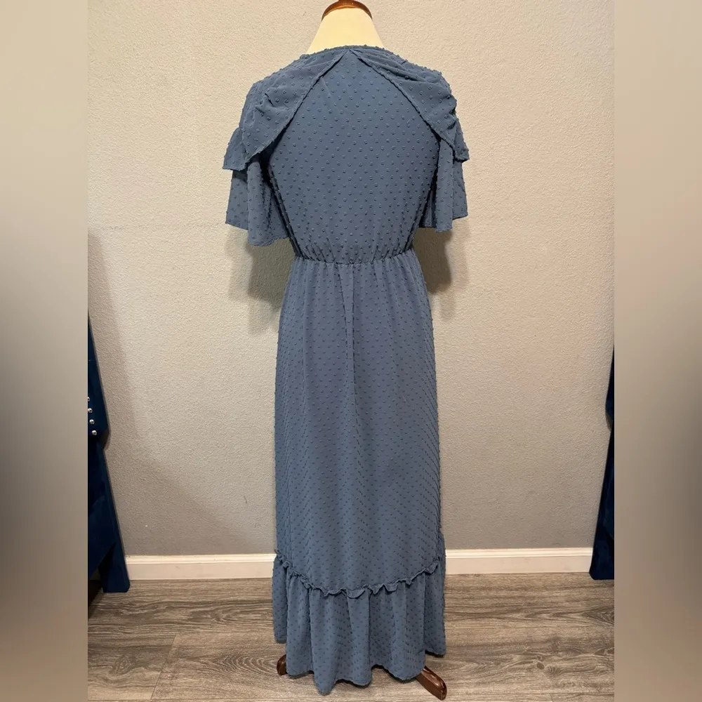 Orange Creek Women Homestead Dreamy Vintage Blue Ruffled Tiered Sundress Size S - Image 4