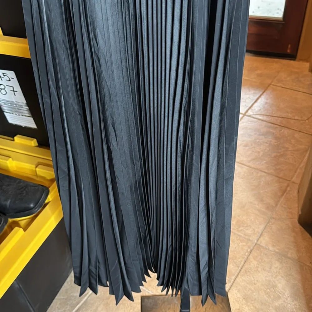 MARINA Black Pleated Midi Dress Size 8 - Image 7